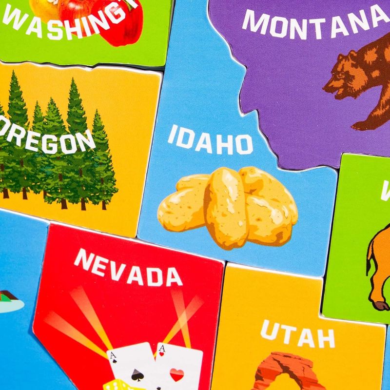 Multicolor magnetische puzzel kaart van de Verenigde Staten met 44 magnetische stukjes