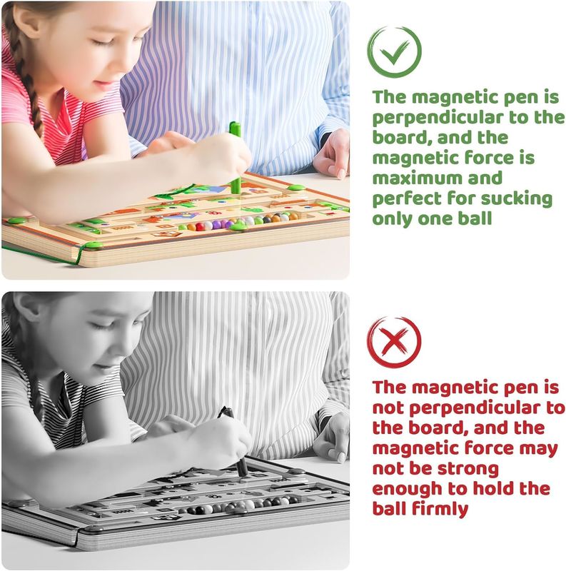 Sterk magnetisch houten puzzelbord Kleur en nummer Montessori doolhof speelgoed voor peuters
