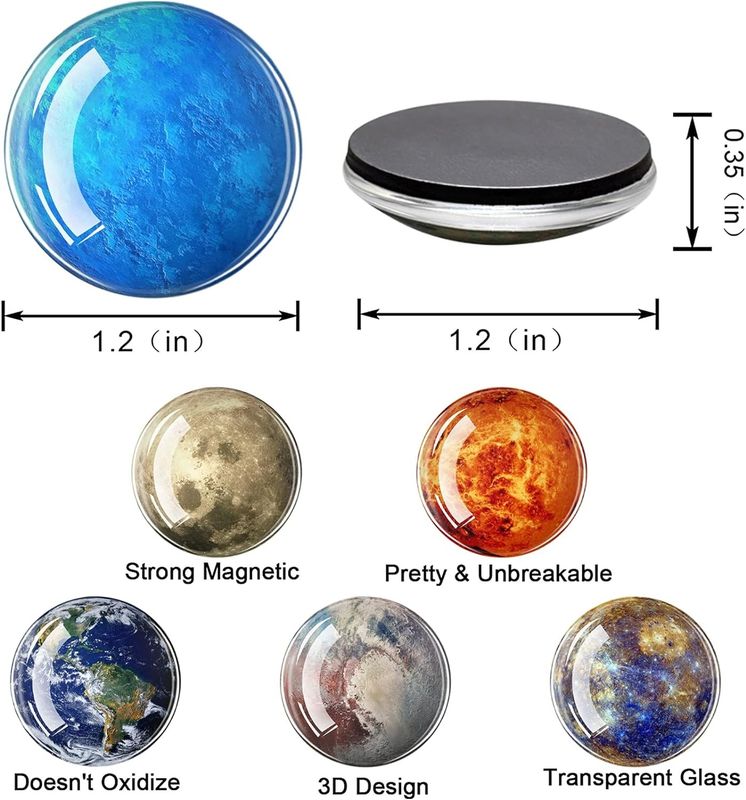 12pcs krachtige planeten glazen koelkast magneet voor schilderij onderwijs decoratie