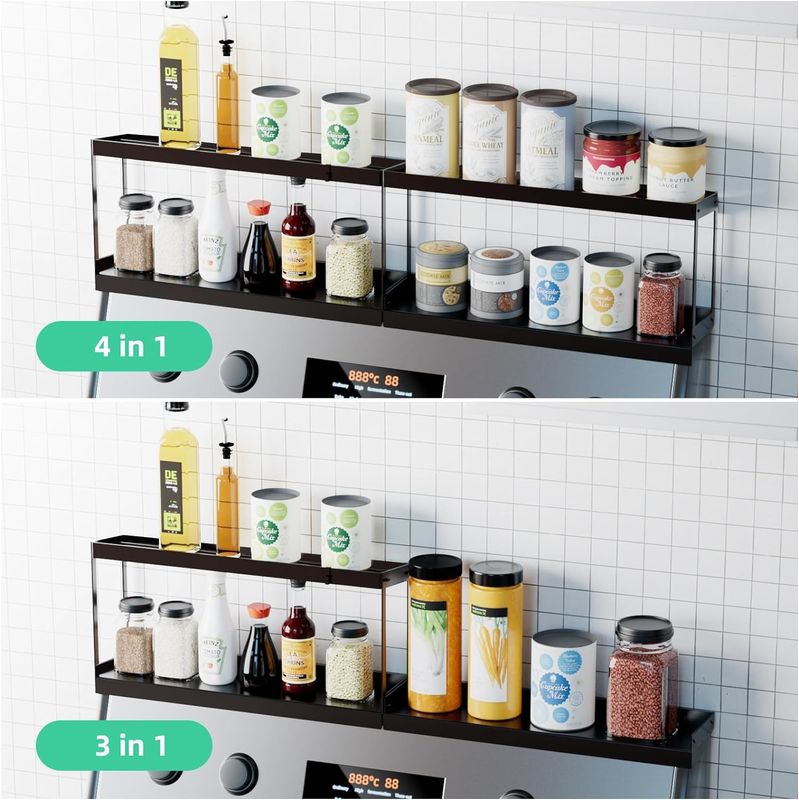Sleek dubbele laag Magnetische opslagrek Keukenplank Voor kachel Top Organisator