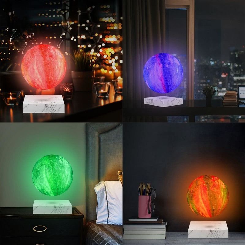 Rotatie Hars Magnetische Levitatie Lamp Drijvende Maanbol Met 16 Kleuren 3D