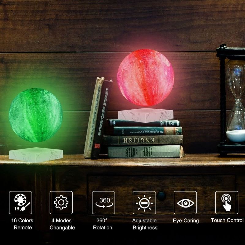Rotatie Hars Magnetische Levitatie Lamp Drijvende Maanbol Met 16 Kleuren 3D