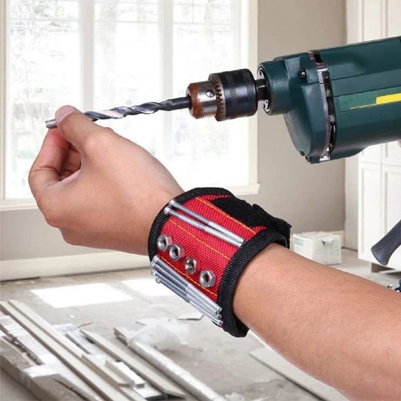 Magnetische polssteunband met sterke magneten voor het vasthouden van schroeven Nagelbandbandsteun