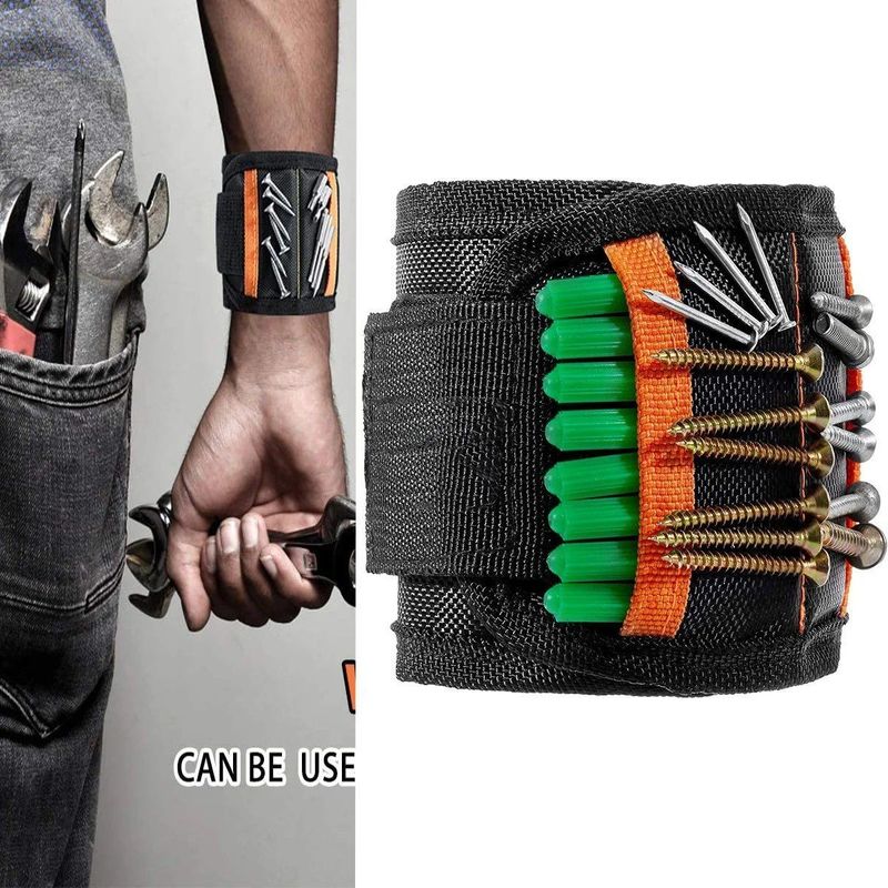 Magnetische polsband, voor vader, met sterke magneten voor het vasthouden van schroeven, spijkers, boorstukken, gereedschap