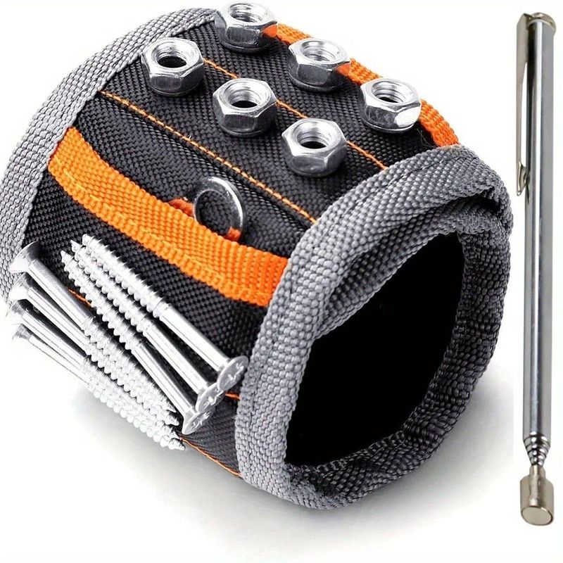 Magnetische polsband, voor vader, met sterke magneten voor het vasthouden van schroeven, spijkers, boorstukken, gereedschap