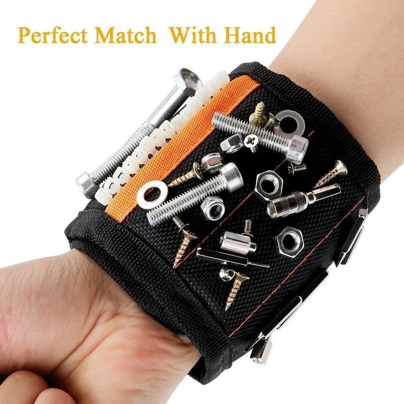 Magnetische polsband, voor vader, met sterke magneten voor het vasthouden van schroeven, spijkers, boorstukken, gereedschap