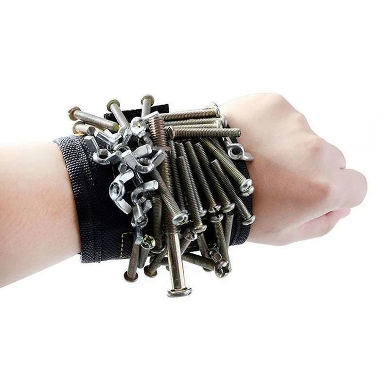 Eco-vriendelijke magnetische polsband met sterke magneten en telescopisch ophaalgereedschap voor het vasthouden van schroeven in houtbewerkingsprojecten