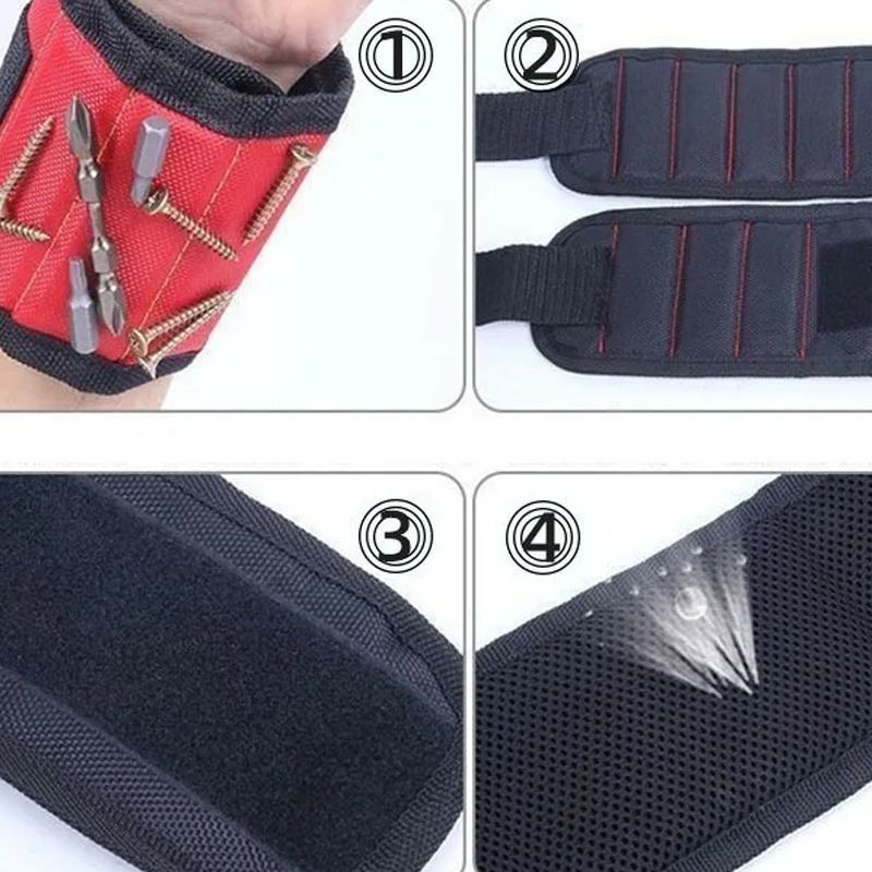 Eco-vriendelijke magnetische polsband met sterke magneten en telescopisch ophaalgereedschap voor het vasthouden van schroeven in houtbewerkingsprojecten