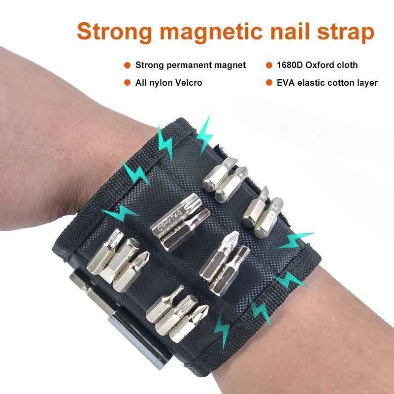 Draagbare gereedschapspak en aangepaste magnetische polsband met sterke magneten voor elektriciens Pakket Brutogewicht 0,300 kg