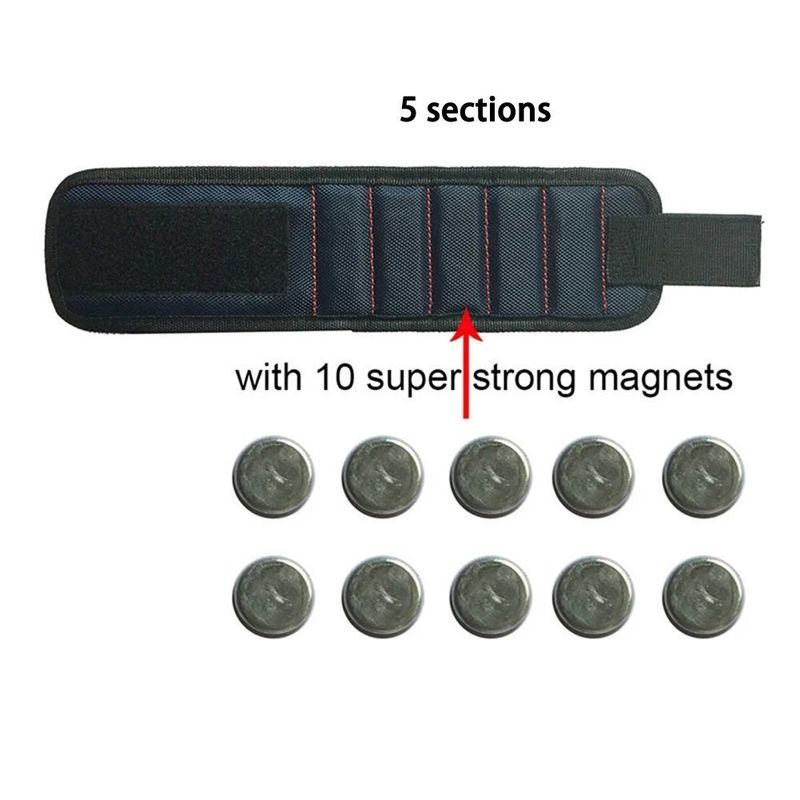 Magnetische polsband Draagbare magnetische gereedschapspak voor schroefnagelnoot Bolt Drill Bit Repair Kit