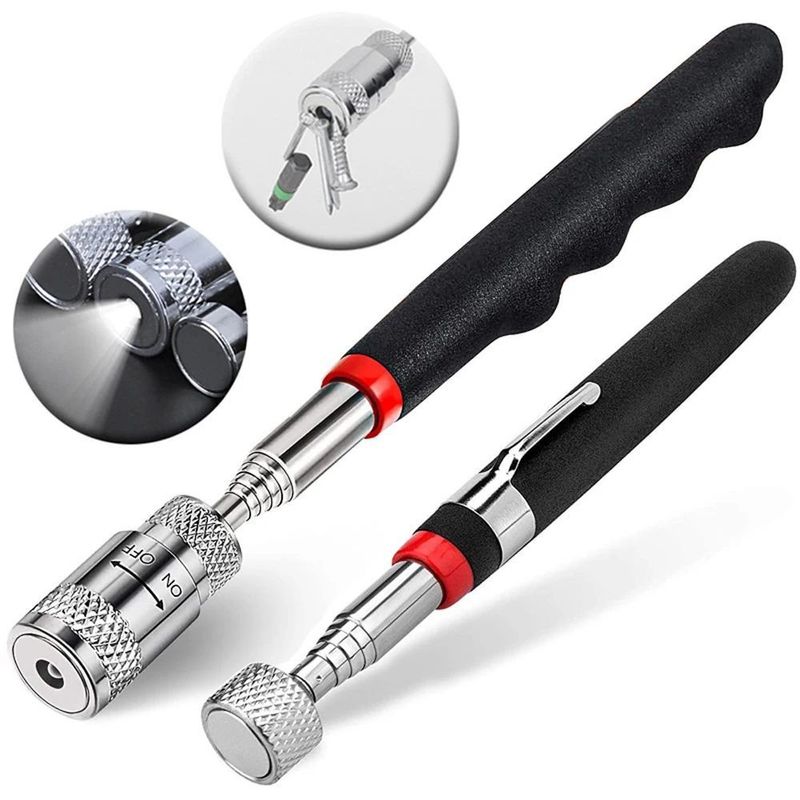 Telescopische magnetische pen met licht mini draagbare magneet optelgereedschap uitbreidbare optelstok voor ophalen