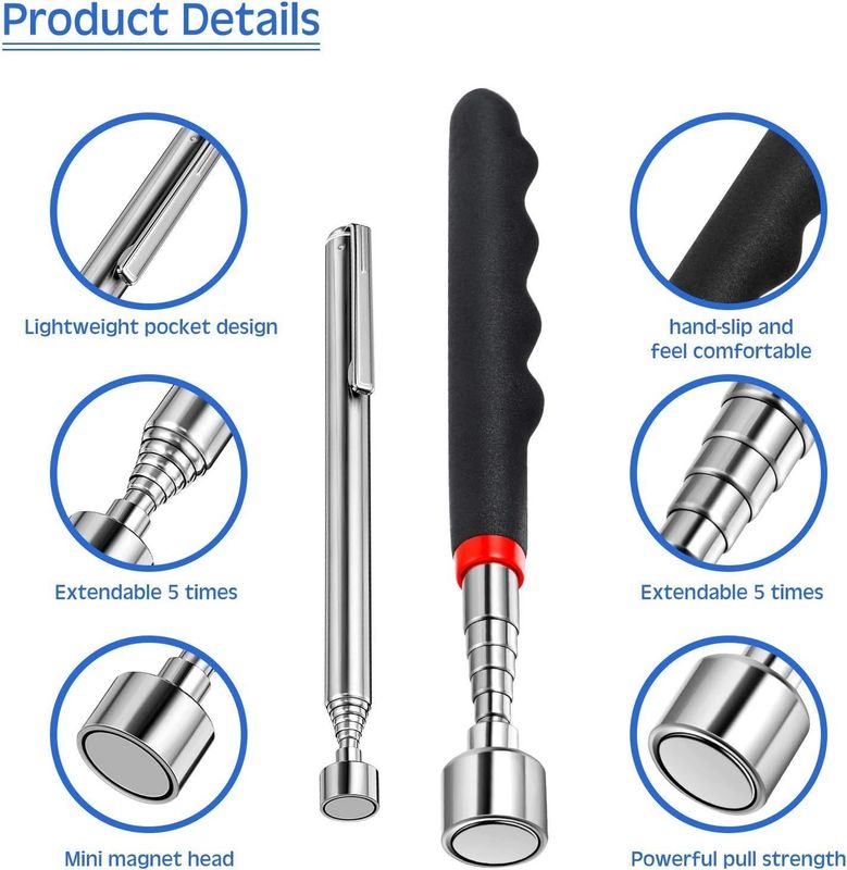 Verzamelgereedschap met LED-licht Magnetische staaf Magnetische staaf Metalen onderdelen Magnetisch gereedschap Teleskopische verzamelaar