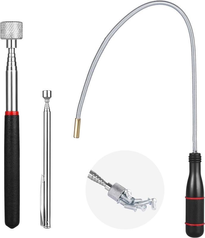 Magnetisch ophaalgereedschap telescopische ophaalstaaf en 360 graden draaiende inspectiespiegel met LED-licht