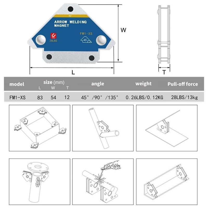 Magnetische Lashouders Hoek Solder Pijl Magneet Las Fixer Positioner Ferriet Holding Hulp Locator Tools
